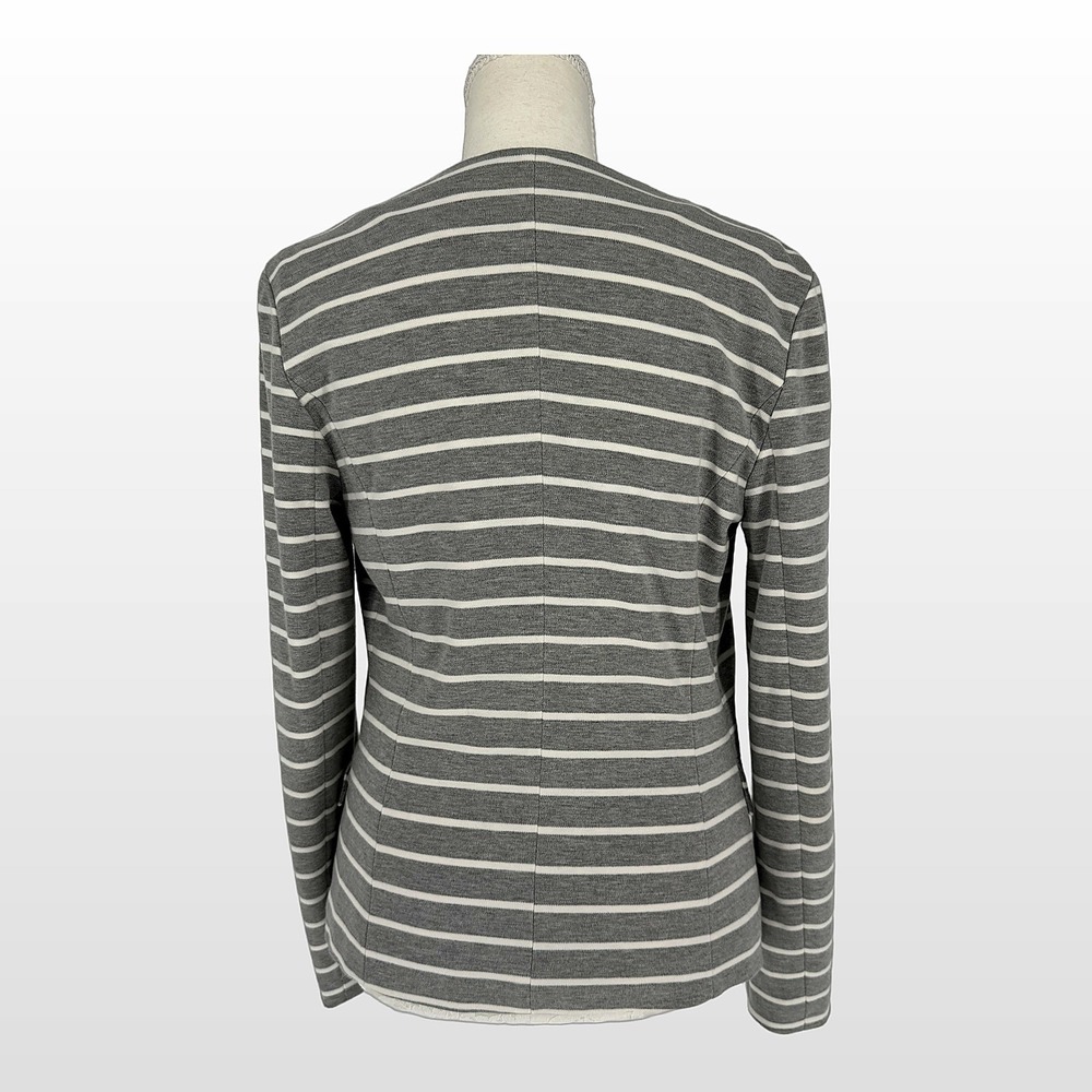 Eden Society Blazer Womens Small Gray White Striped Cotton Blend Knit Workwear - Picture 5 of 14